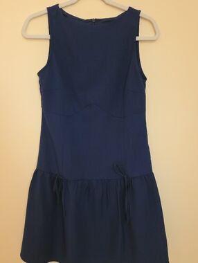 Navy Sleeveless Drop-Waist Dress